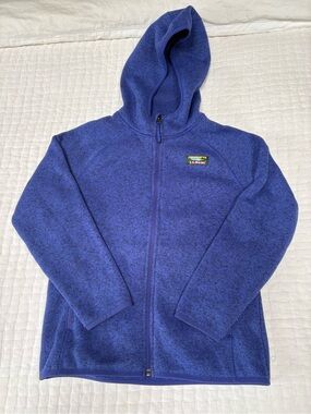 L.L.Bean Kids Indigo Blue Full Zip Fleece Jacket Boys Girls Size M (10-12)